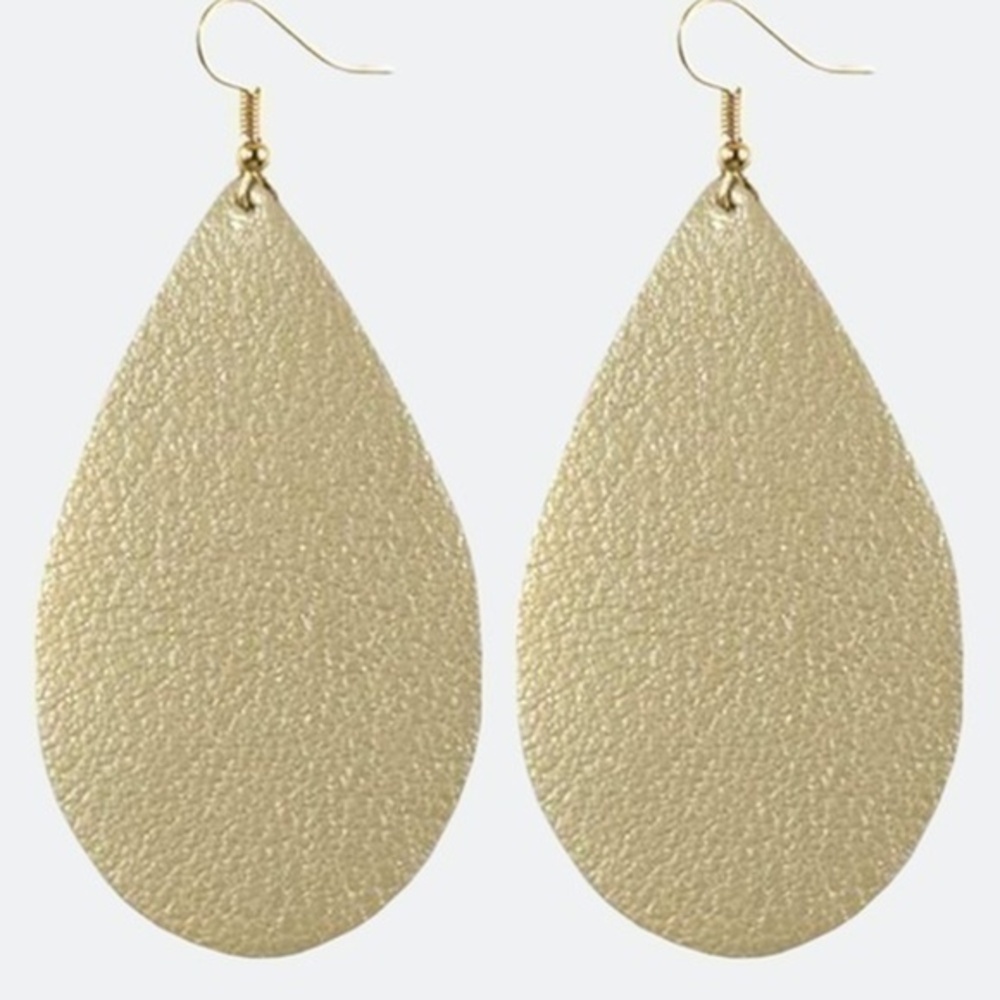 Tan/Topaz tear drop leather earrings